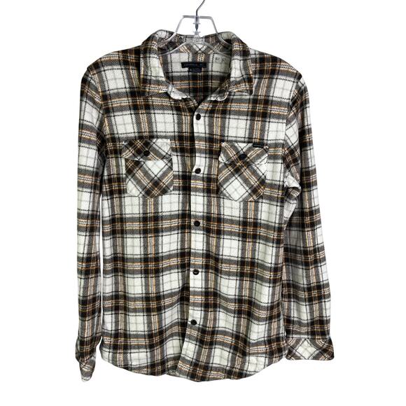 O'Neill Shirt Boys XL Cream Brown Plaid Snap Front Thick Flannel Outdoorsy - Picture 1 of 10